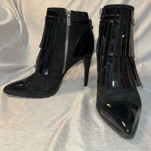Calvin Klein Makena Fringed black ankle booties, Size 7,‎ VGUC